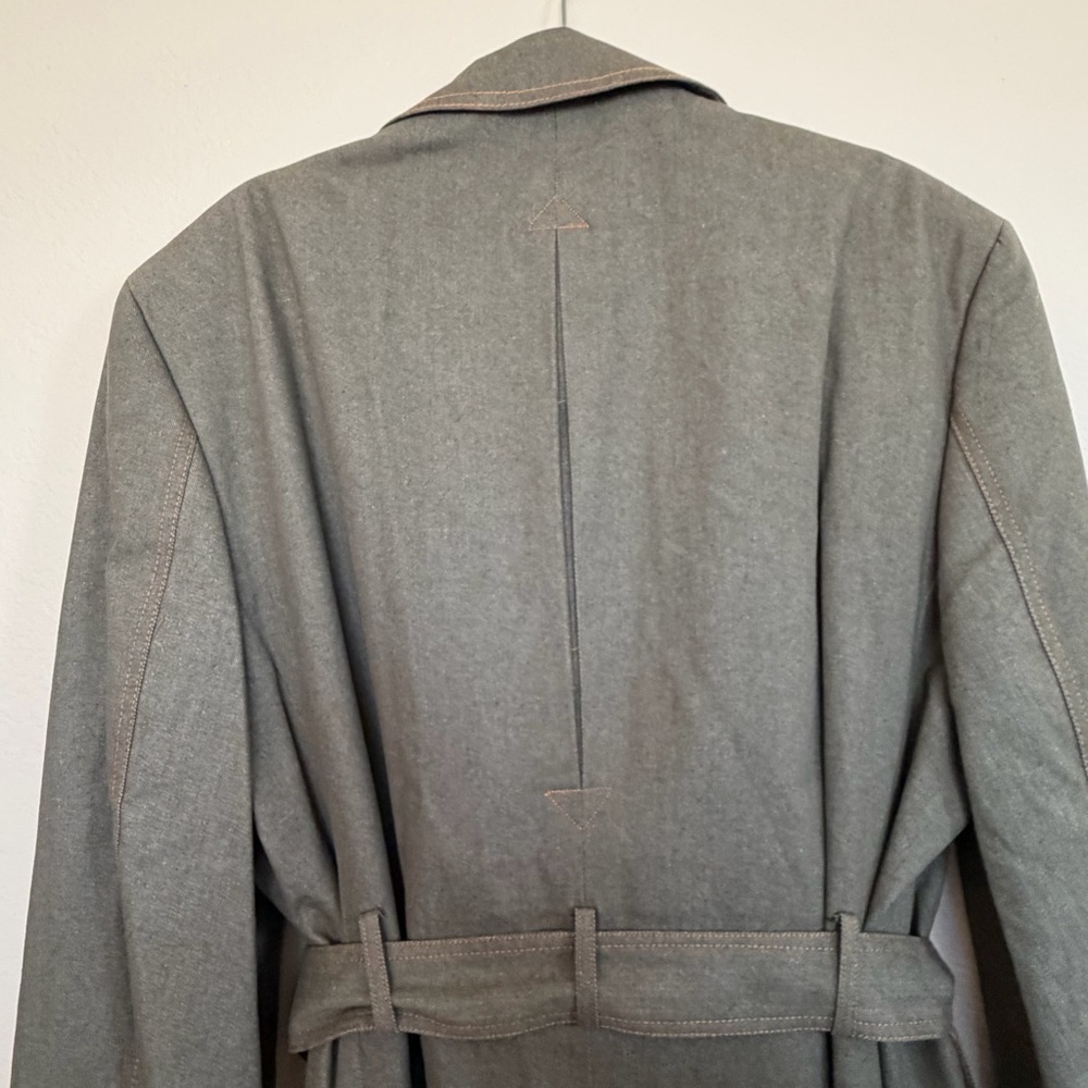 IL Canto Olive Green Denim Trench Coat - Picture 8 of 12